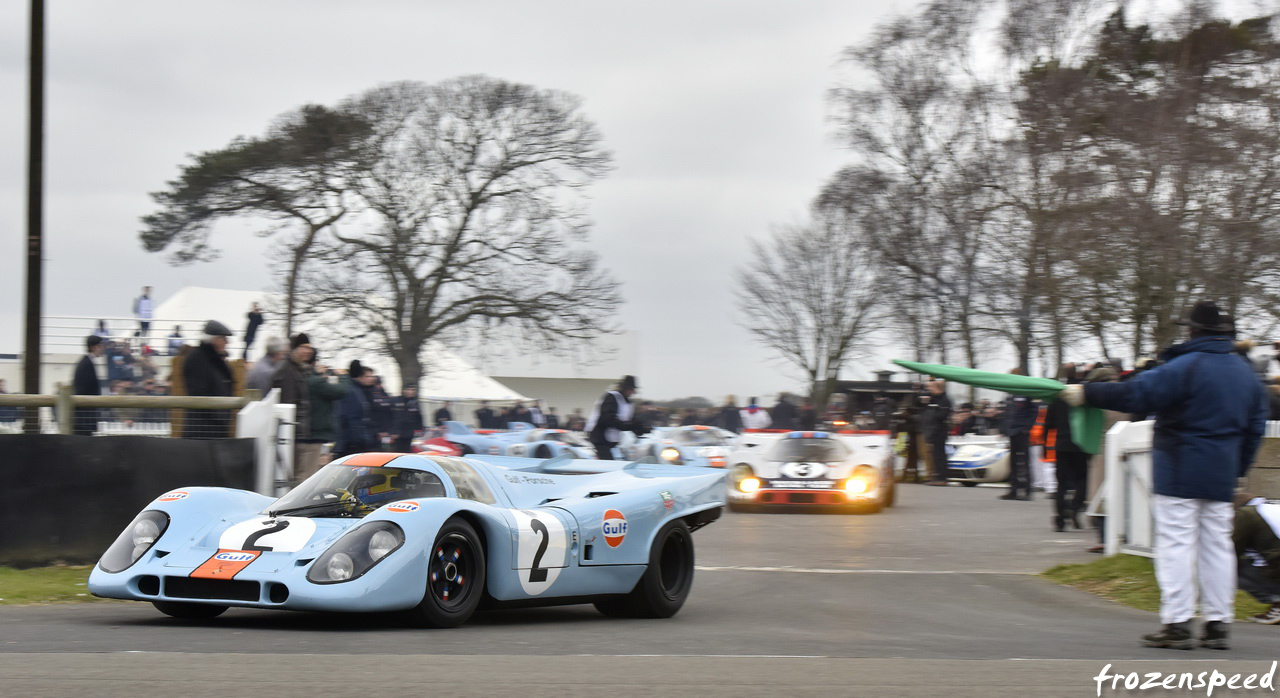 Porsche 917s exiting paddock