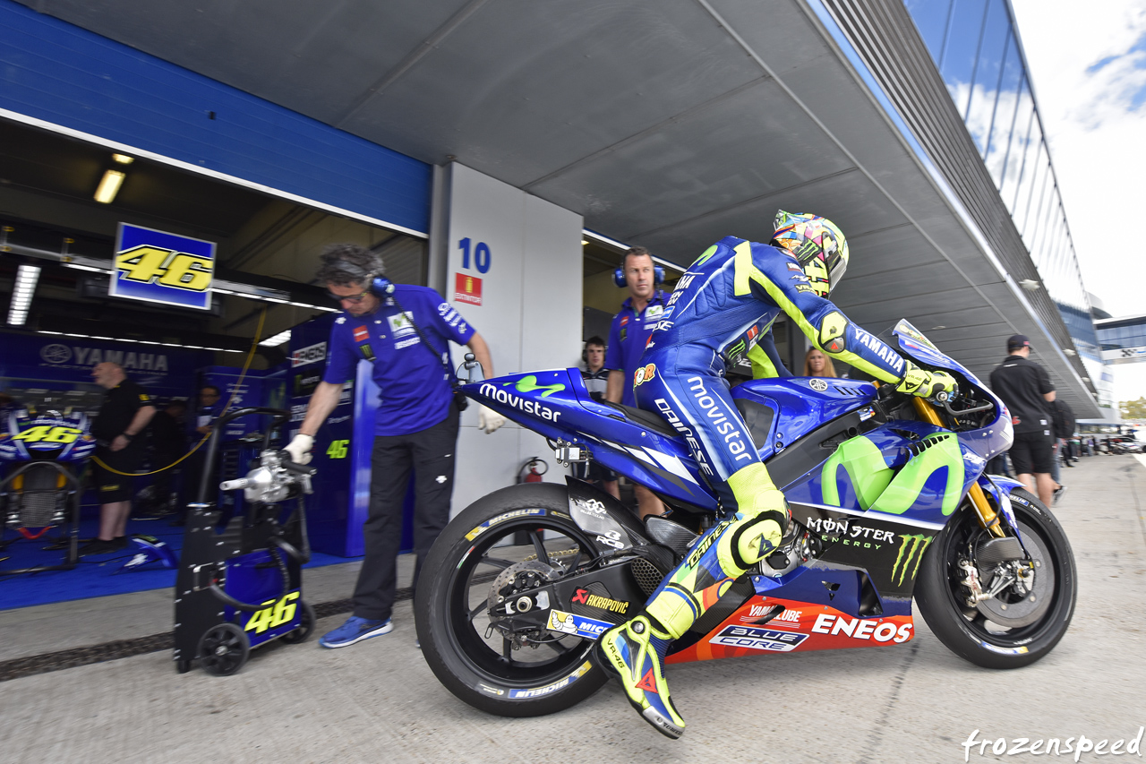 Valentino Rossi exiting the garage