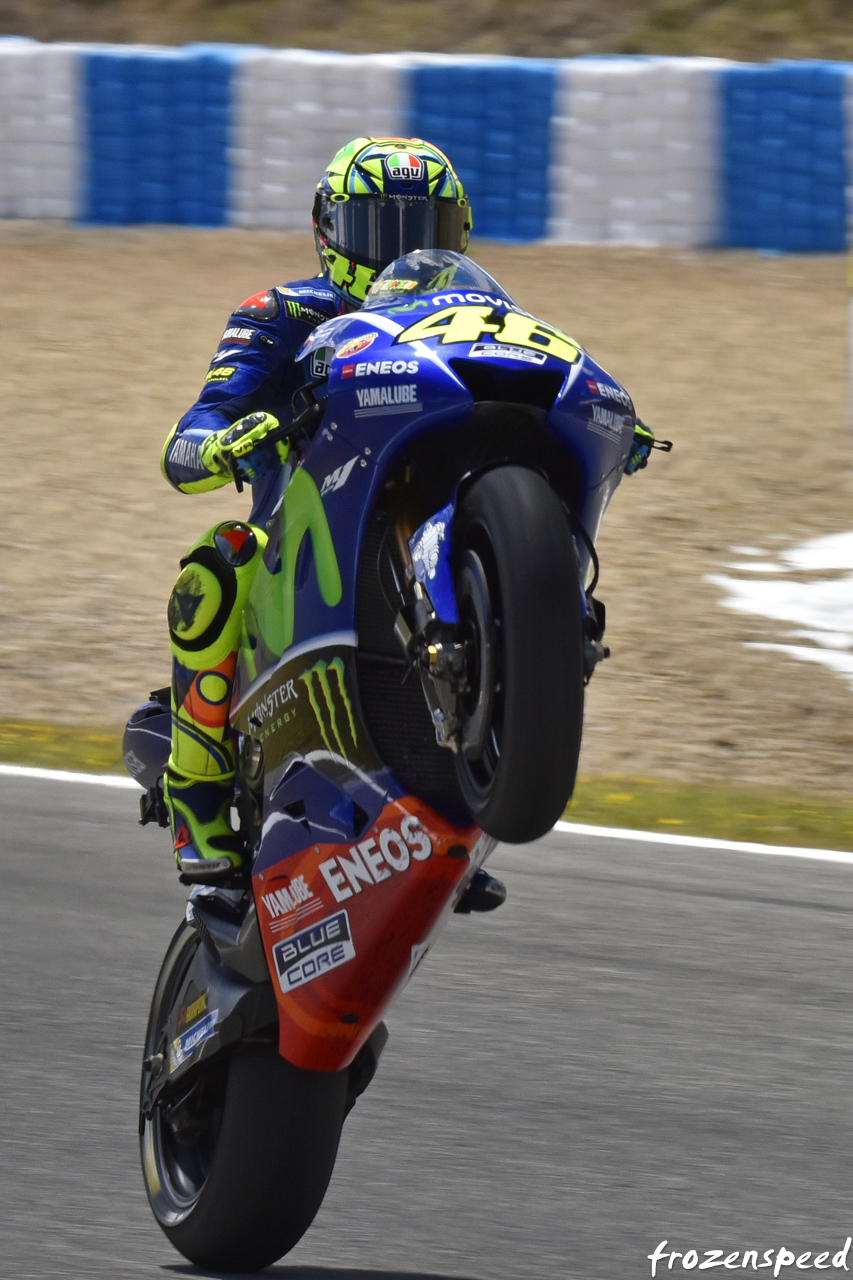 Valentino Rossi wheelie show