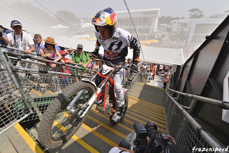 Doug Lampkin riding the pedestrian bridge