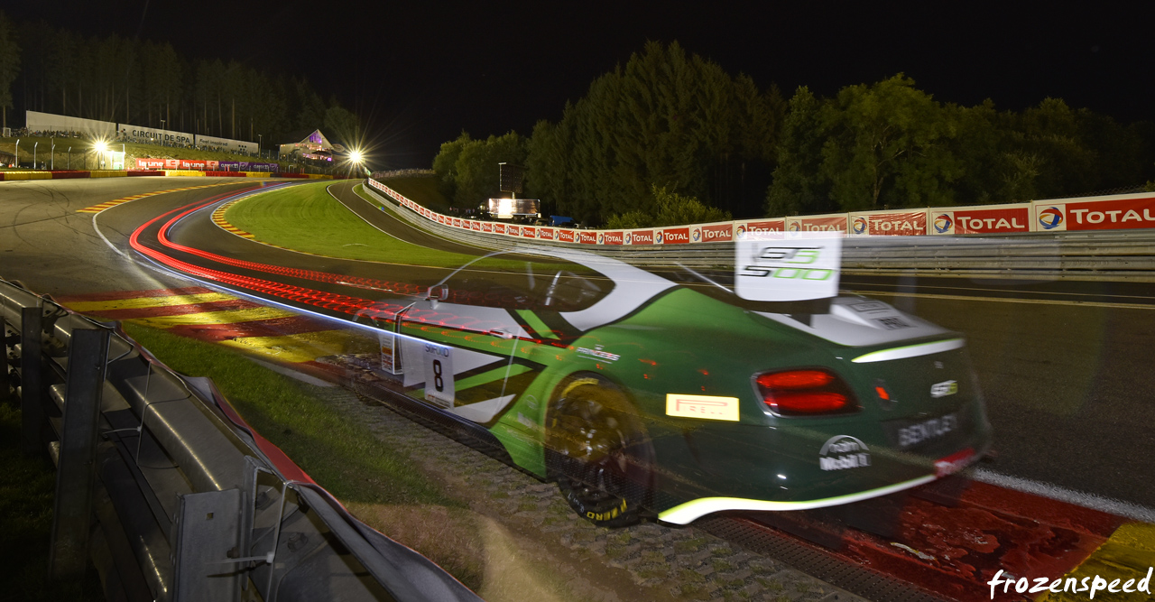 Bentley thundering through Eau Rouge