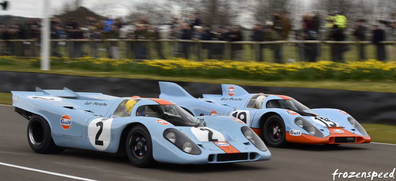 Gulf Porsche 917K duo at Goodwood