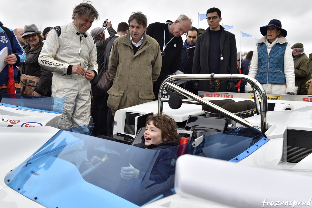 Alain de Cadenet and kid with his McLaren M8C