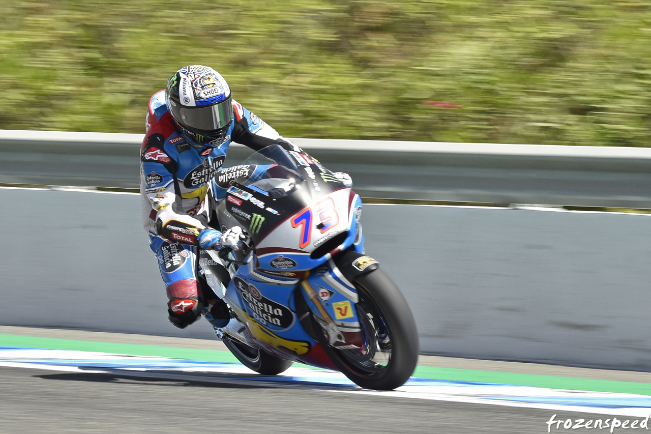 Alex Marquez sliding his Kalex-Honda into the Dry Sack hairpin