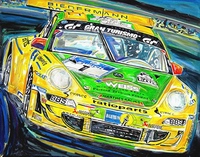 Frozenspeed painting of Manthey Porsche by Nina K. Matthies