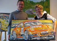 50x100cm Frozenspeed painting of Manthey Porsche by Nina K. Matthies